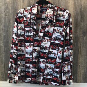 Givenchy for Chesa vintage 70s rare car print button up top size 10